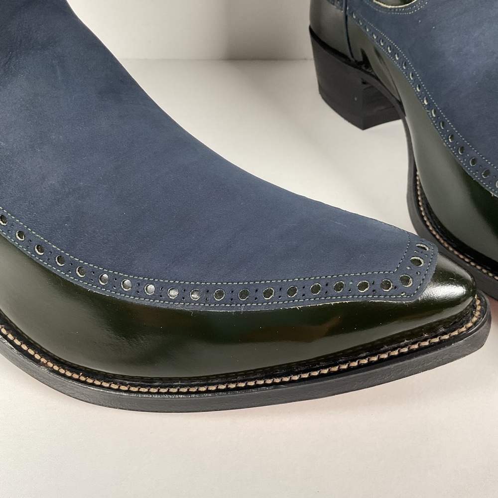 Vintage Justin Algonquin Toe Cowboy Boots | Royal Blue | Patent Leather | 12 EE - Picture 13 of 16